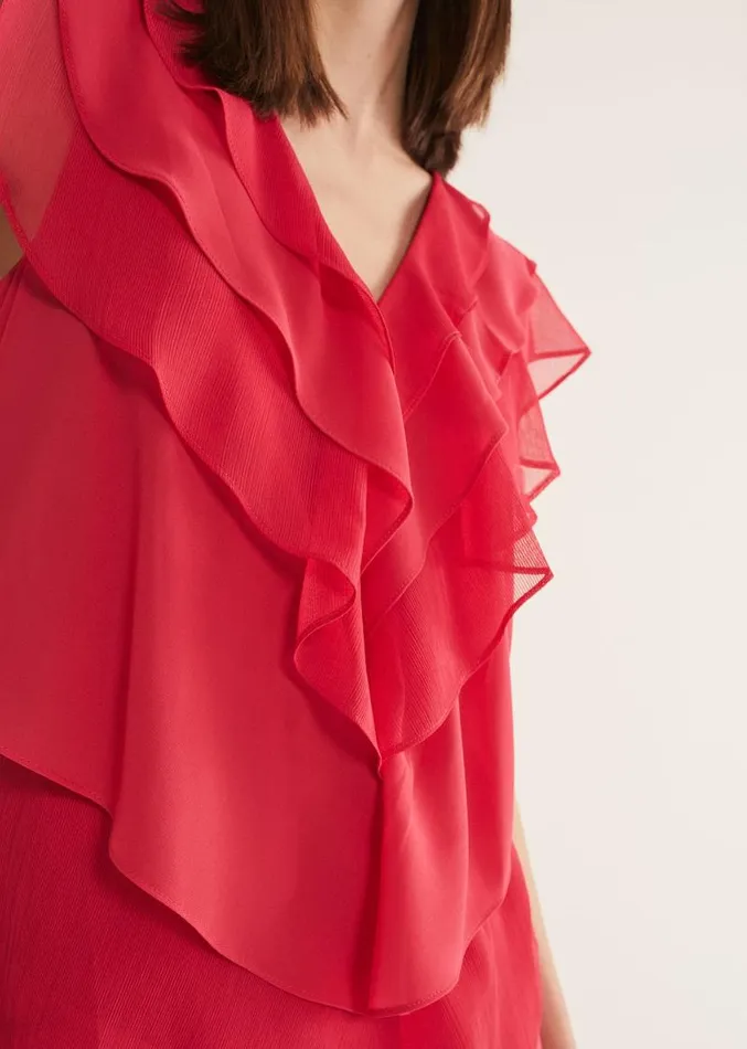 Sage Pleated Ruffle Mini Dress Raspberry Women Phase Eight Dresses