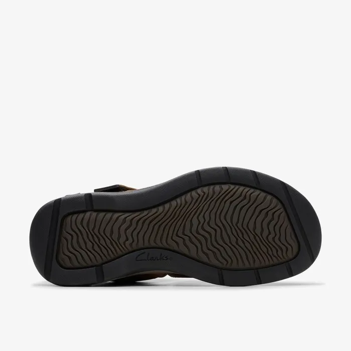 Saltway Cove Dark Brown Leather Men Clarks Sandals and Flip Flops
