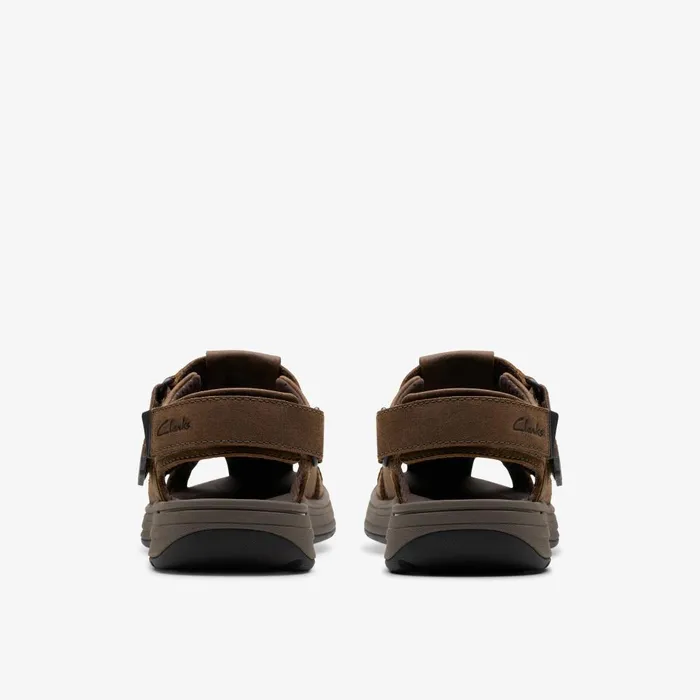 Saltway Cove Dark Brown Leather Men Clarks Sandals and Flip Flops