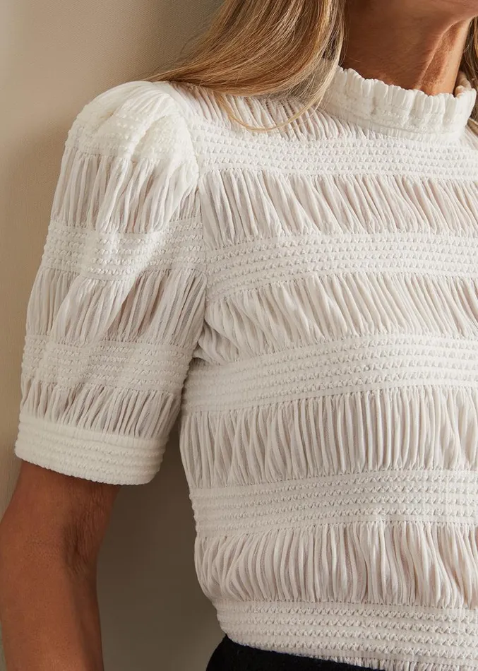 Samiha Textured Top Ivory Women Phase Eight Shirts and Blouses