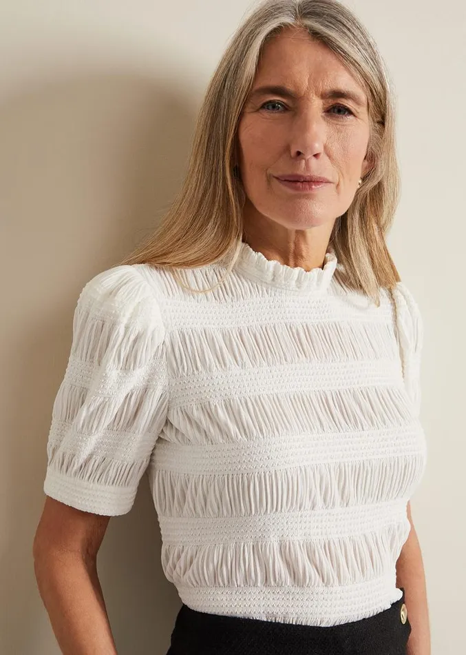 Samiha Textured Top Ivory Women Phase Eight Shirts and Blouses