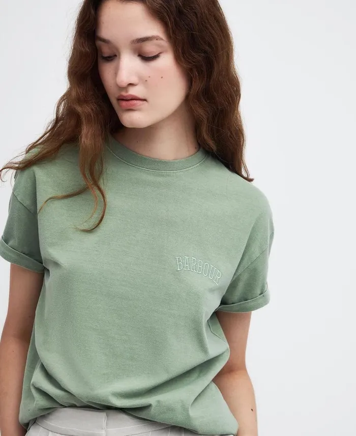 Sandgate Logo TShirt Nephrite Green Women Barbour TShirts