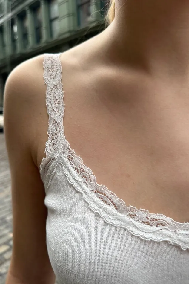 Sandra Lace Top Natural White Women Brandy Melville Tops