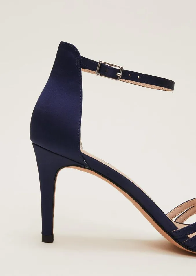 Satin Strappy Heeled Sandals French Navy Women Phase Eight Occasion Shoes