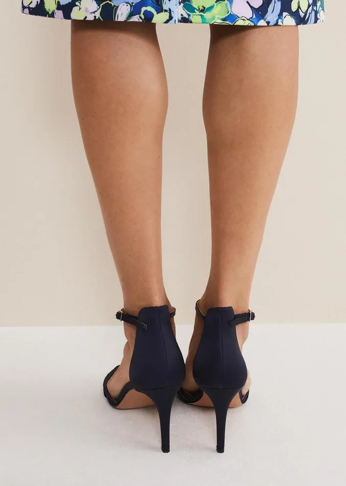 Satin Strappy Heeled Sandals French Navy Women Phase Eight Occasion Shoes