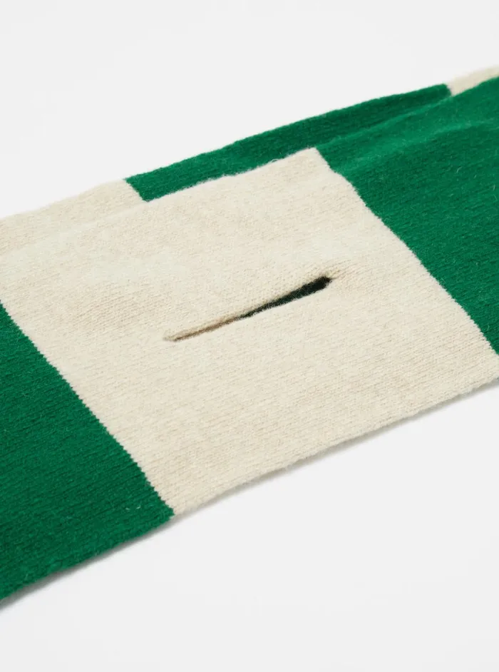 Scarves Men Universal Works Universal Works Deluxe Football Scarf In BeigeGreen Soft Wool