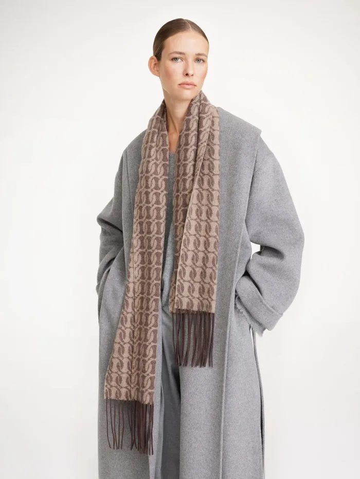 Scarves Women By Malene Birger Monni WoolBlend Scarf Grey Brown Melange