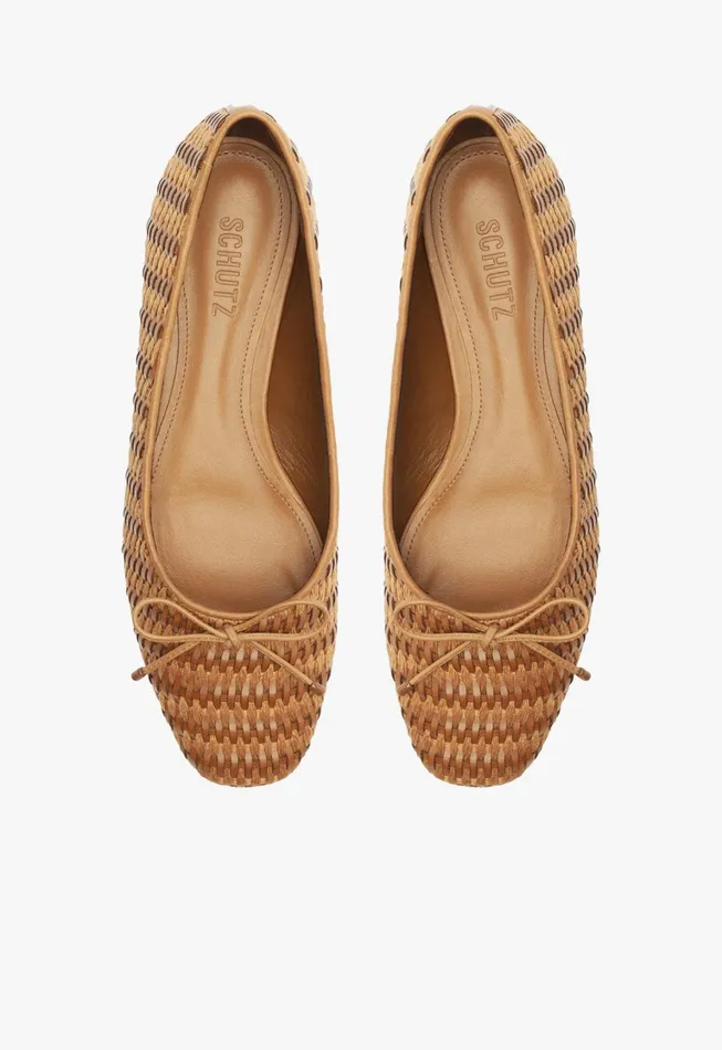 Schutz Shoes Ballerinas Women Arissa Straw Ballet Flat Brown