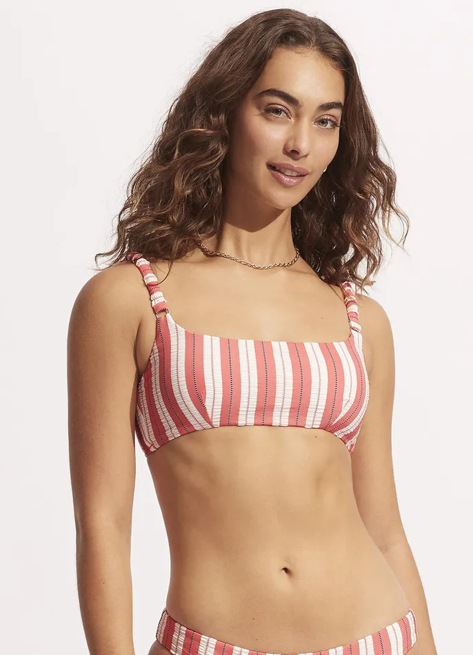 Seafolly Cabana Gathered Strap Bralette 8211 Sunkissed Coral Women Bralette