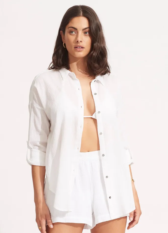 Seafolly Classic Beach Shirt 8211 White Women Tops