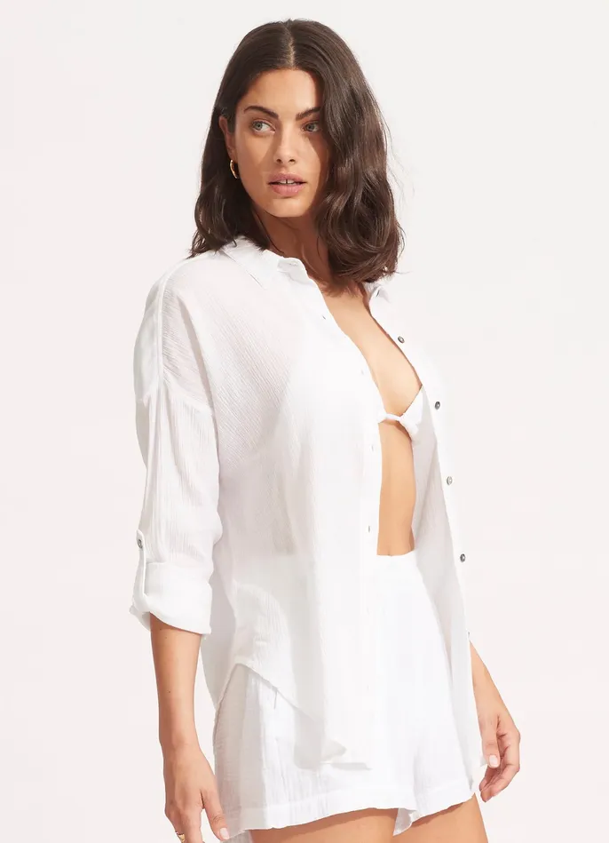 Seafolly Classic Beach Shirt 8211 White Women Tops