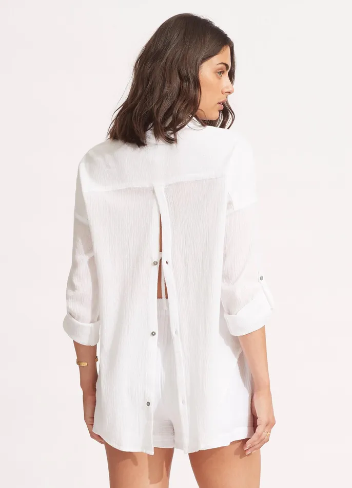 Seafolly Classic Beach Shirt 8211 White Women Tops