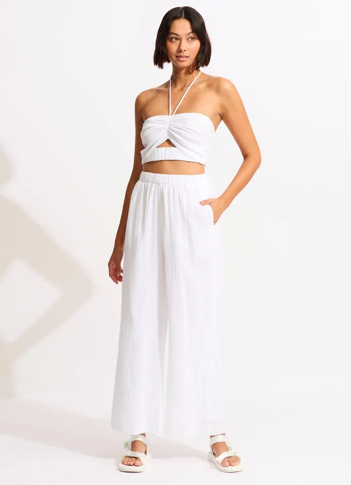 Seafolly Crinkle Crop Top 8211 White Women Tops