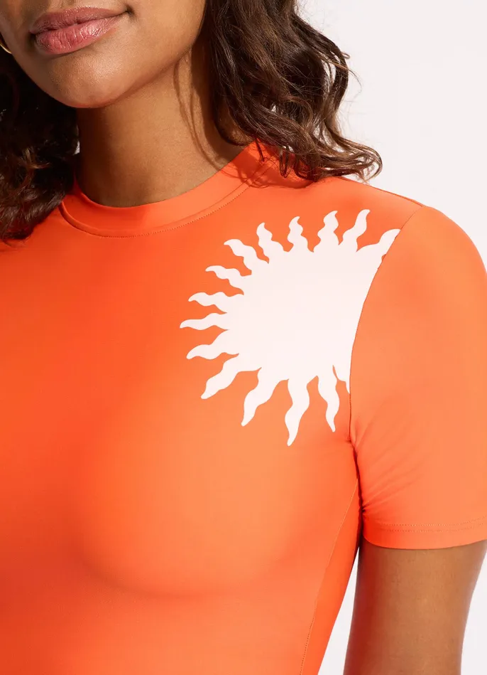 Seafolly La Palma Short Sleeve Rashie 8211 Tamarillo Women Rash Vests Seafolly La Palma Short Sleeve Rashie 8211 Tamarillo Women Rash Vests