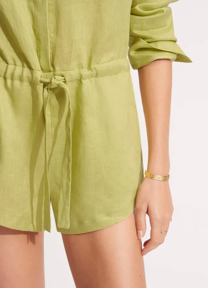 Seafolly Linen Playsuit 8211 Soft Olive Women Beach Dresses