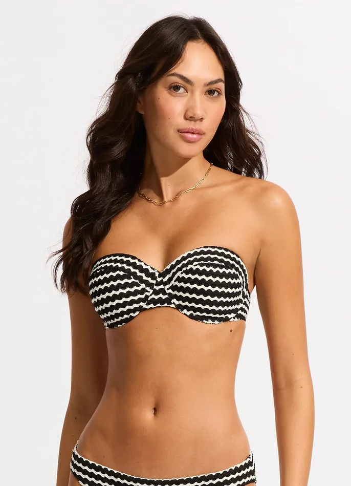 Seafolly Mesh Effect Bustier Bikini Top 8211 Black Women Underwire
