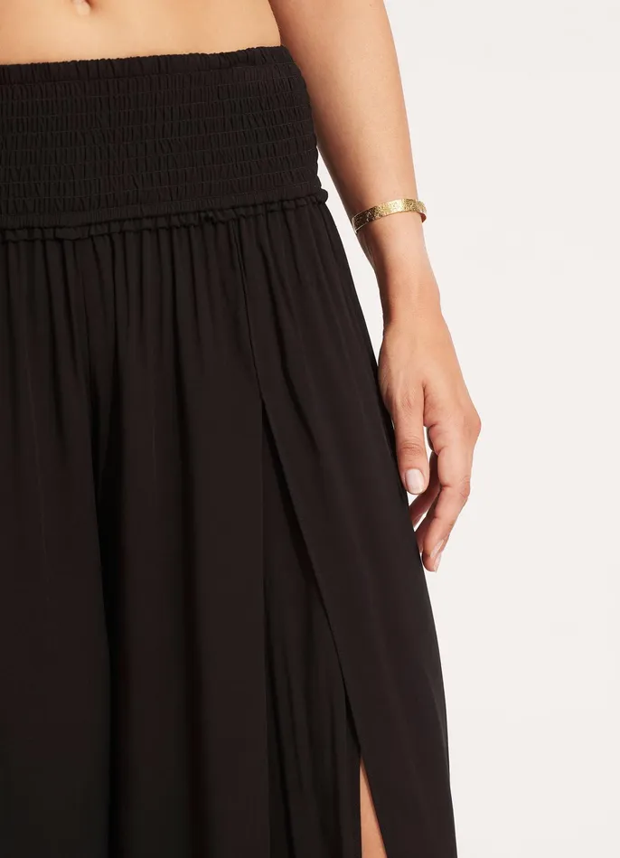 Seafolly Shirred Waist Wrap Pant 8211 Black Women Pants and Shorts