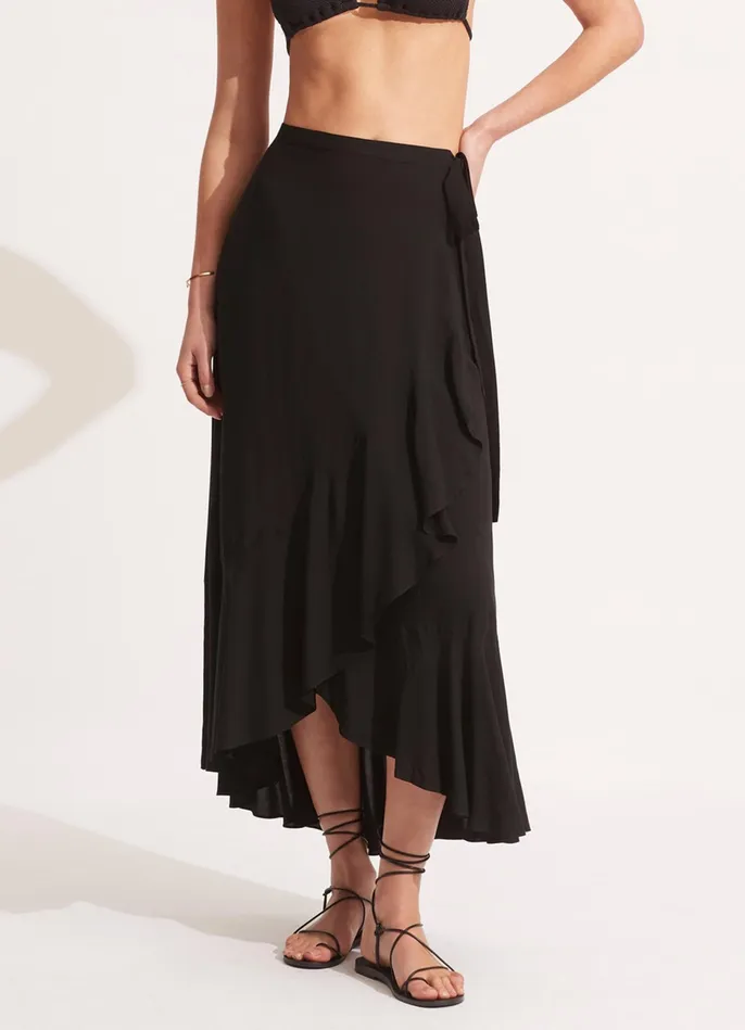 Seafolly The Wrap Skirt 8211 Black Women Skirts and Sarongs