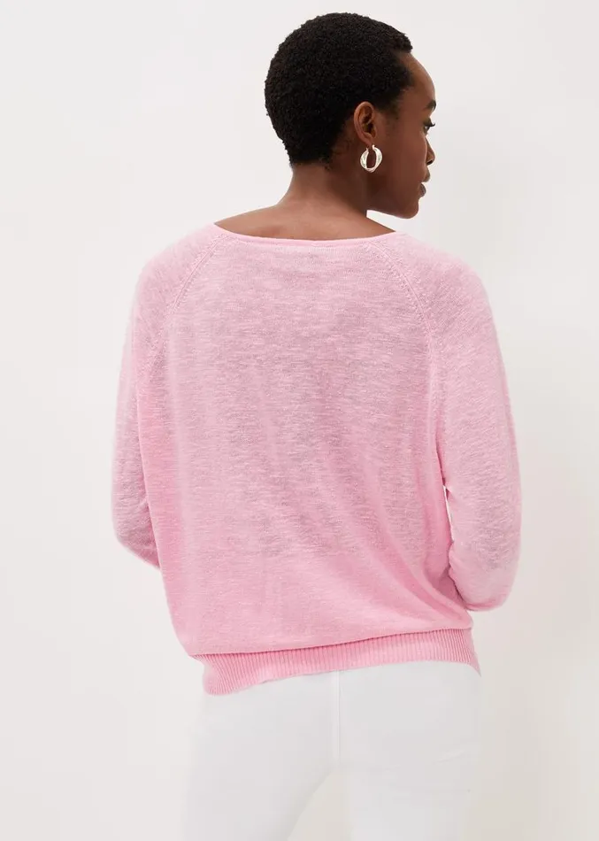 Senita Linen VNeck Jumper Pink Women Phase Eight Knitwear