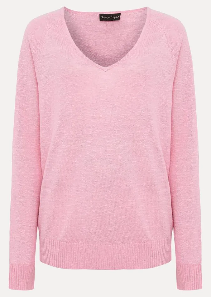Senita Linen VNeck Jumper Pink Women Phase Eight Knitwear