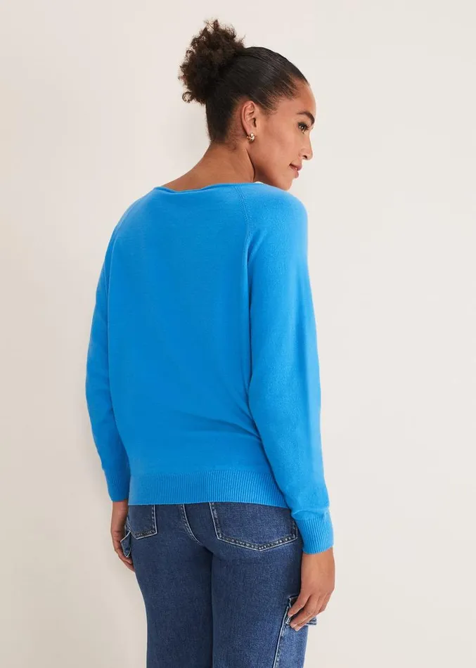 Senita V Neck Knit Jumper Pop Blue Women Phase Eight Knitwear