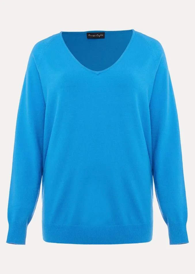 Senita V Neck Knit Jumper Pop Blue Women Phase Eight Knitwear