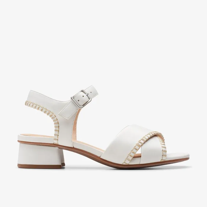 Serina 35 Cross Off White Leather Women Clarks Sandals and Flip Flops
