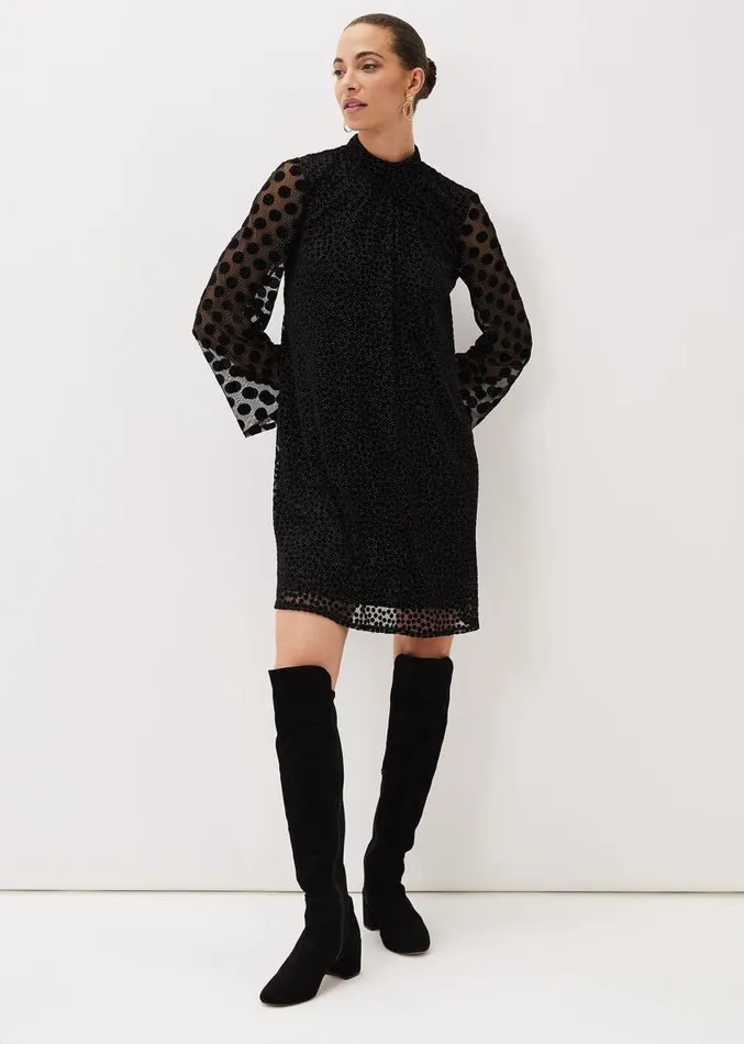 Sevina Spot Tunic Dress Black Women Phase Eight Dresses