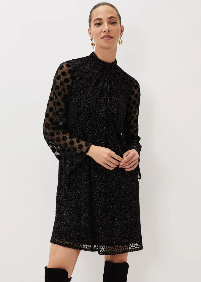 Sevina Spot Tunic Dress Black Women Phase Eight Dresses