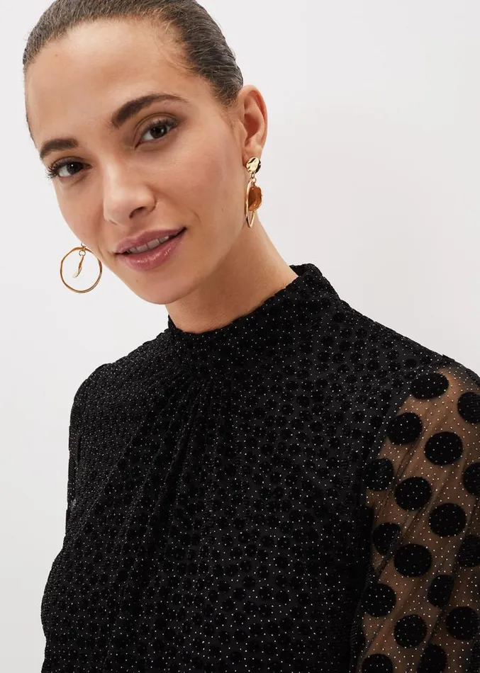 Sevina Spot Tunic Dress Black Women Phase Eight Dresses