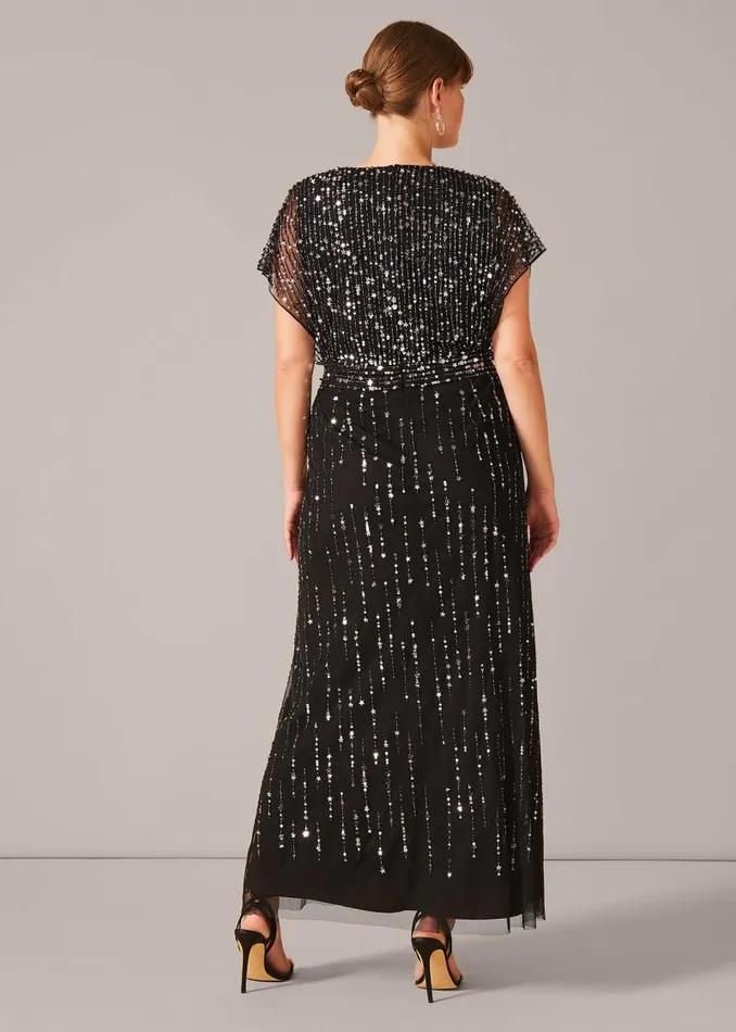 Shante Sequin Maxi Dress Black Women Phase Eight Dresses