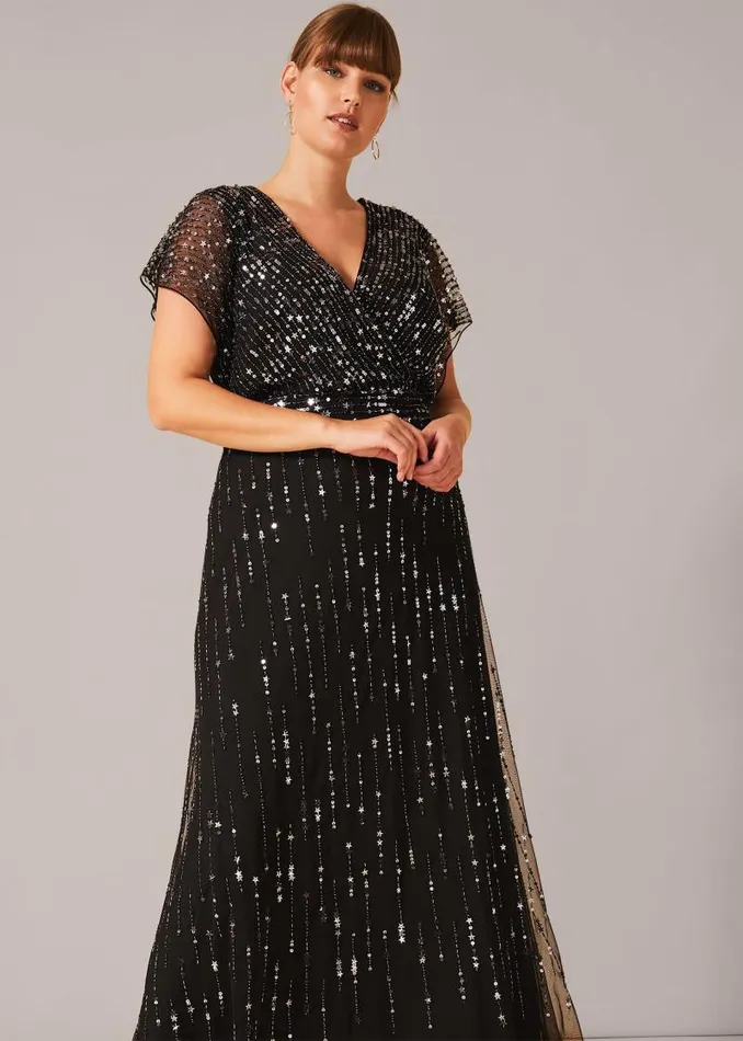 Shante Sequin Maxi Dress Black Women Phase Eight Dresses