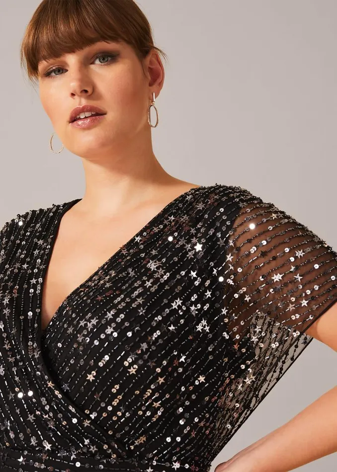 Shante Sequin Maxi Dress Black Women Phase Eight Dresses