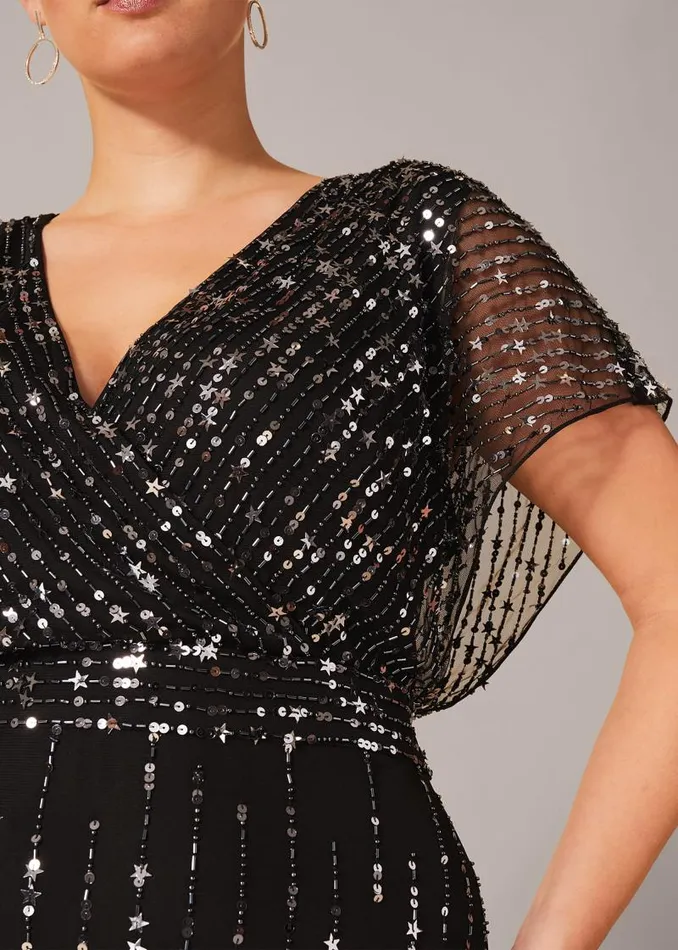 Shante Sequin Maxi Dress Black Women Phase Eight Dresses