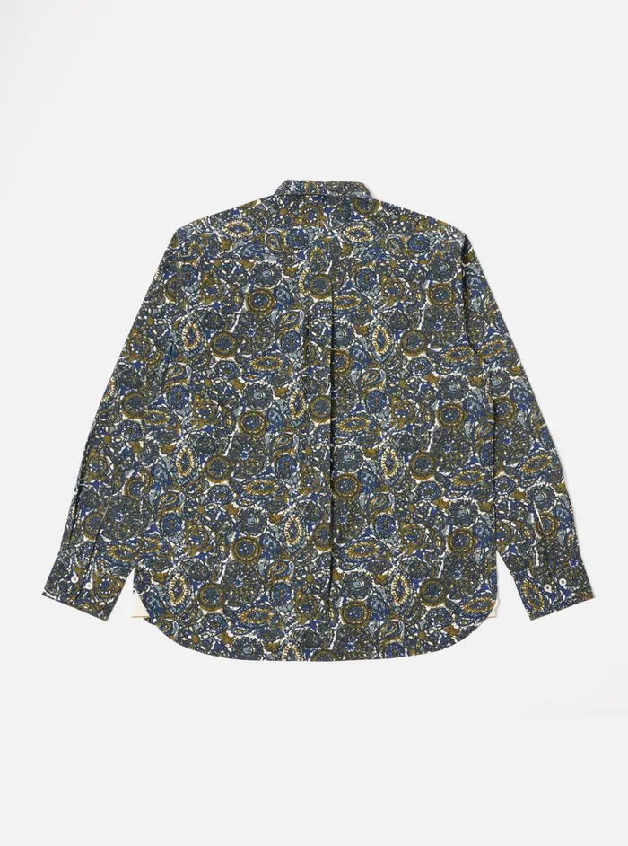 Shirts Men Universal Works Universal Works Lazy Day Shirt In Navy Artist Print Cotton