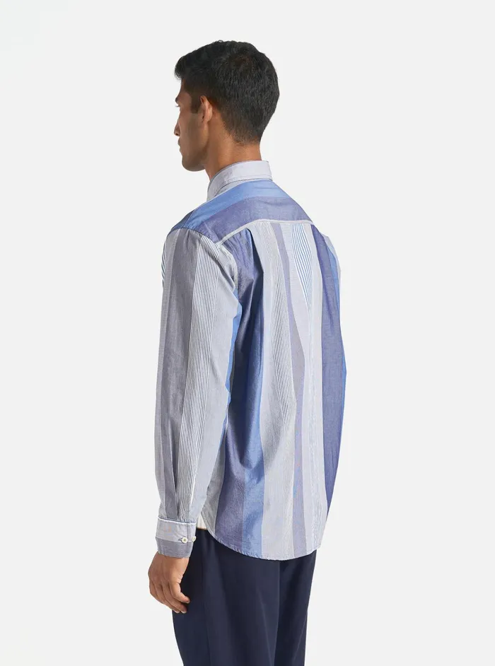 Shirts Men Universal Works Universal Works Square Pocket Shirt In Blue Multi Stripe Cotton
