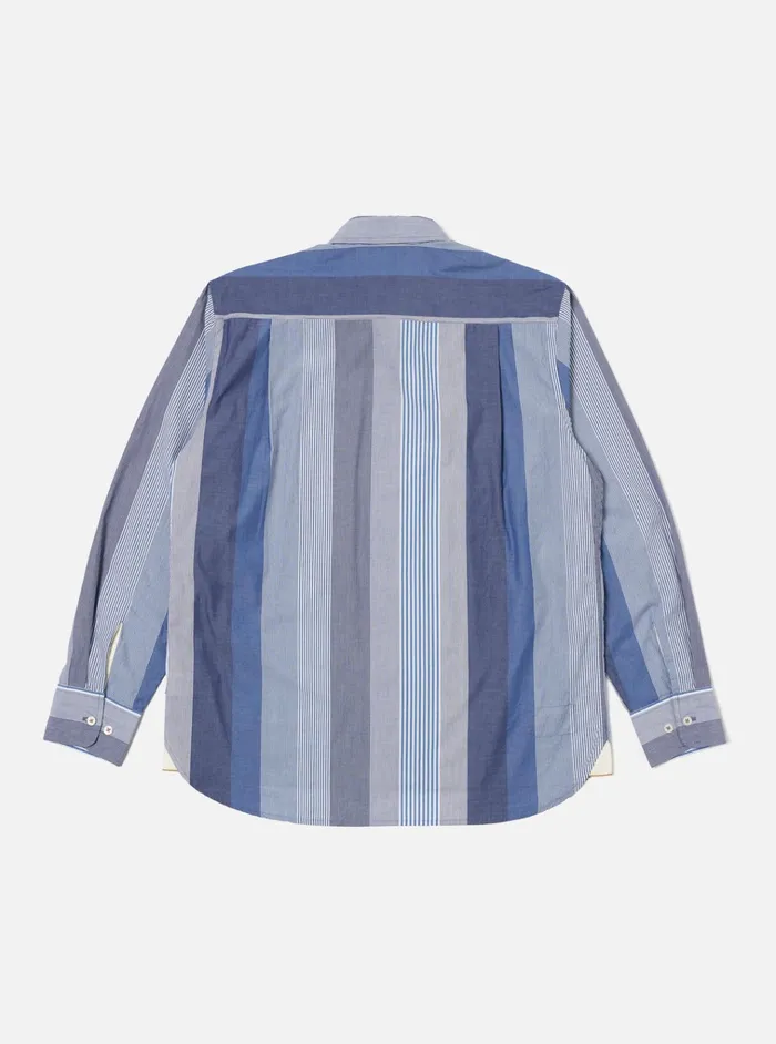 Shirts Men Universal Works Universal Works Square Pocket Shirt In Blue Multi Stripe Cotton