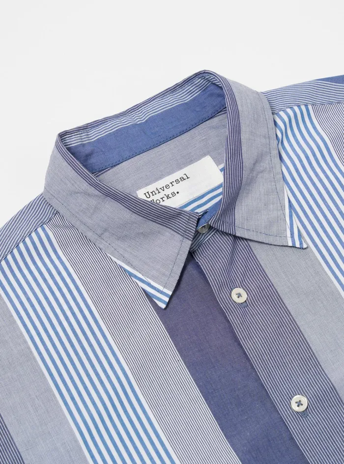 Shirts Men Universal Works Universal Works Square Pocket Shirt In Blue Multi Stripe Cotton