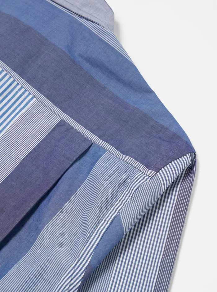 Shirts Men Universal Works Universal Works Square Pocket Shirt In Blue Multi Stripe Cotton