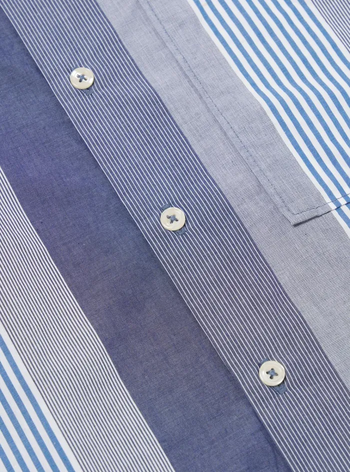 Shirts Men Universal Works Universal Works Square Pocket Shirt In Blue Multi Stripe Cotton
