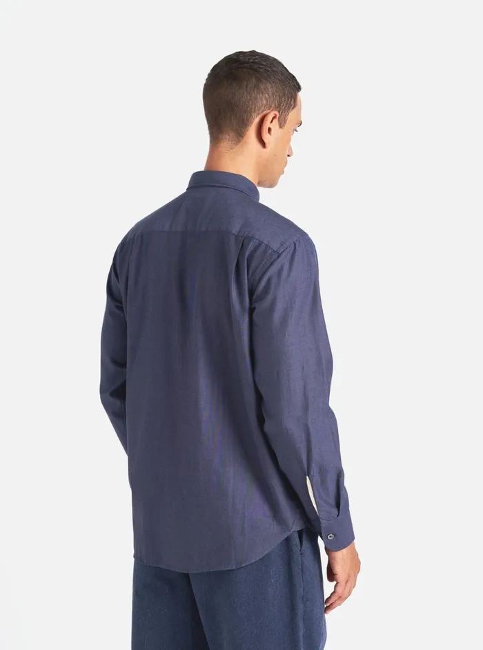 Shirts Men Universal Works Universal Works Square Pocket Shirt In Navy Sg Brushed Twill