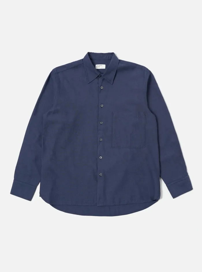 Shirts Men Universal Works Universal Works Square Pocket Shirt In Navy Sg Brushed Twill