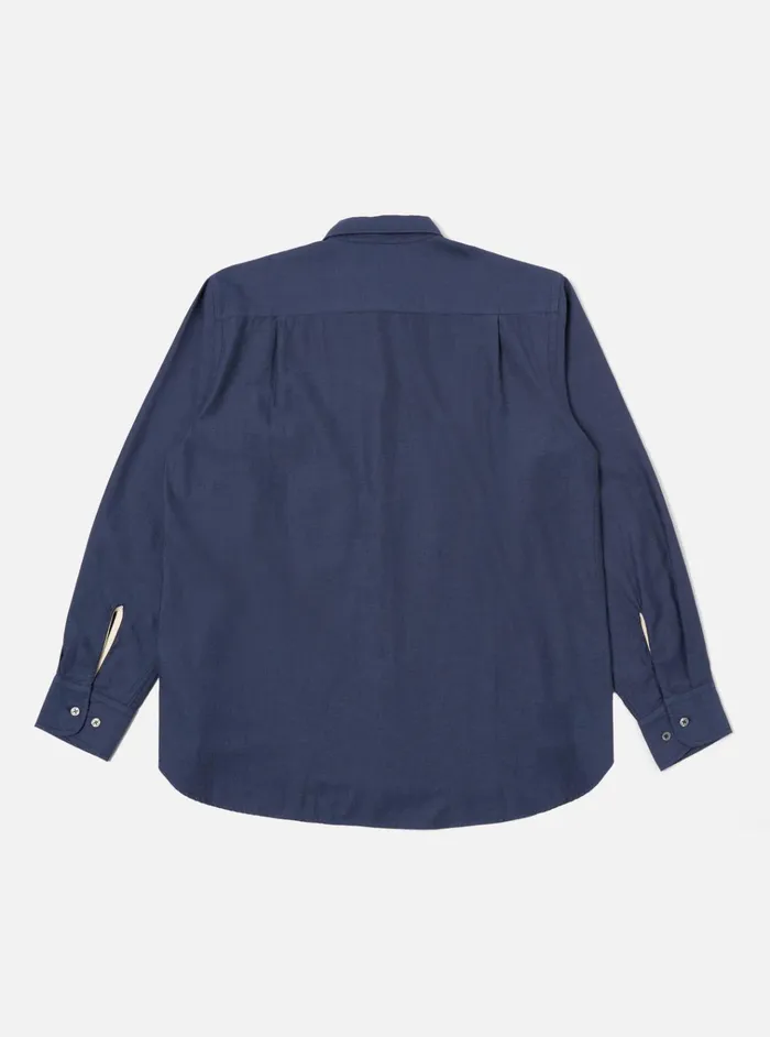 Shirts Men Universal Works Universal Works Square Pocket Shirt In Navy Sg Brushed Twill