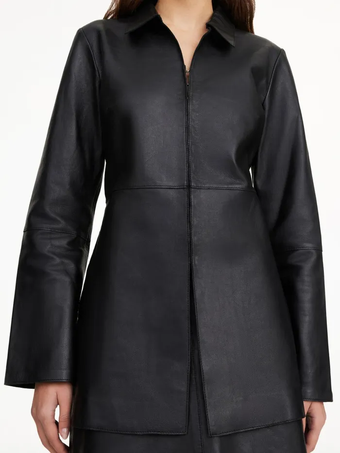 Shirts Women By Malene Birger Alleys Leather Shirt Black