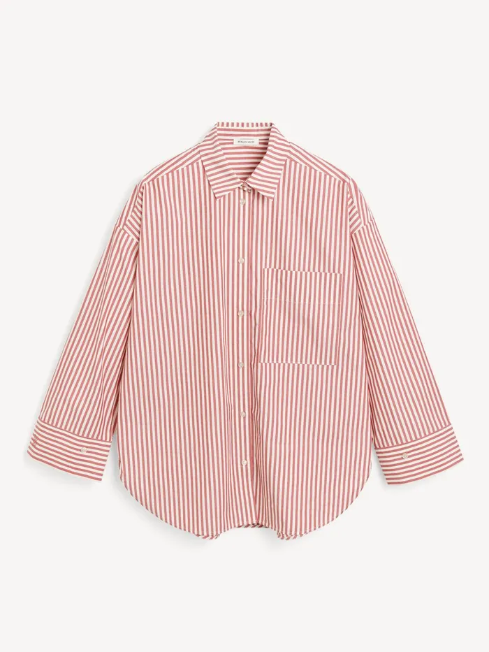 Shirts Women By Malene Birger Derris Organic Cotton Shirt Red White Stripes