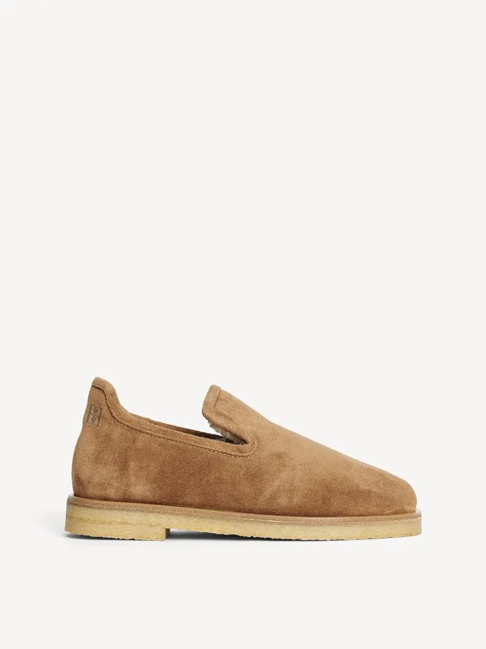 Shoes Women By Malene Birger Romine Suede Slippers Tobacco Brown