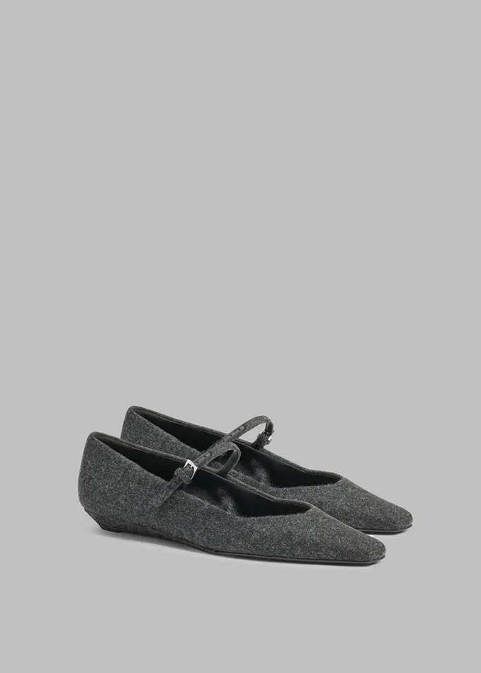 Shoes Women The Frankie Shop Loulou Studio Regane Flannel Ballerinas 8211 Anthracite