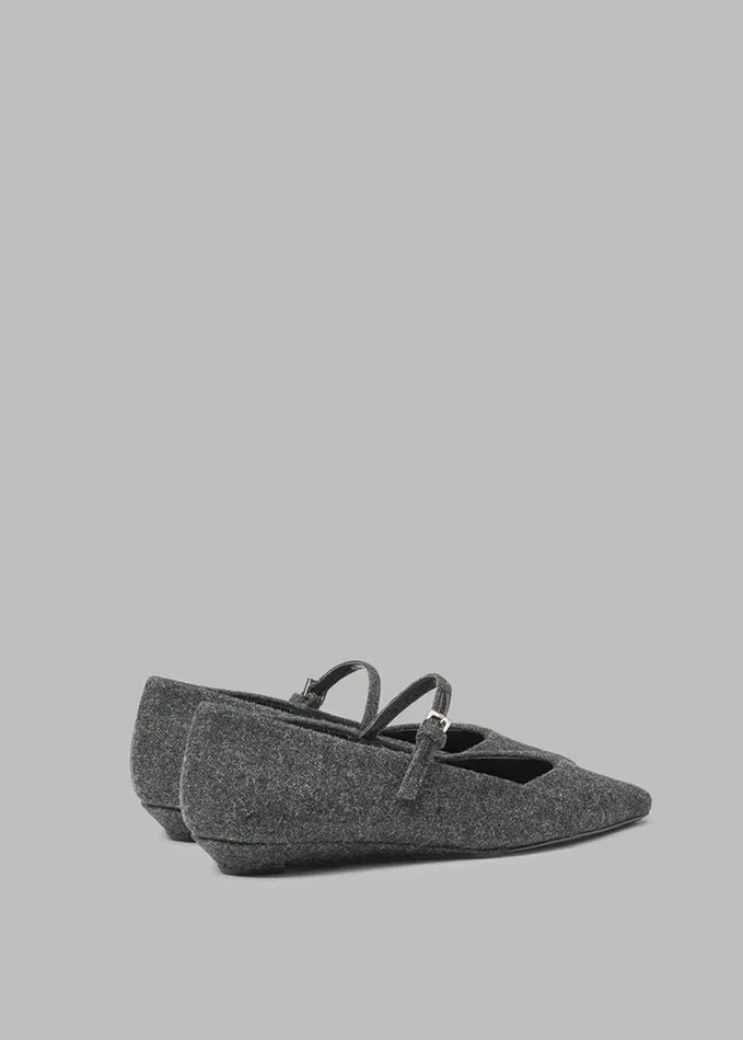Shoes Women The Frankie Shop Loulou Studio Regane Flannel Ballerinas 8211 Anthracite
