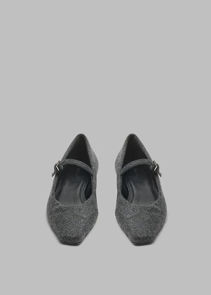 Shoes Women The Frankie Shop Loulou Studio Regane Flannel Ballerinas 8211 Anthracite