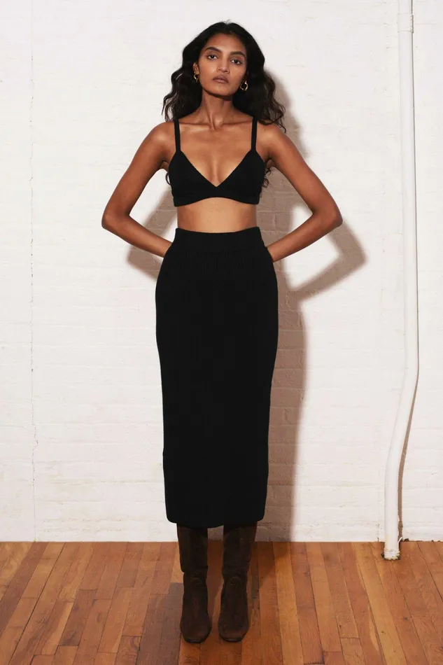 Shop Tops Mara Hoffman Cotton Kiko Bralette Black